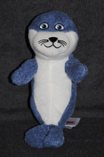 🍀Peluche Doudou Phoque KINDER Otarie Bleu Blanc 24 Cm Etat Neuf