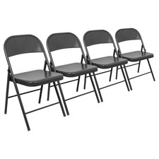 4x Noir Mat Chaise Pliante en