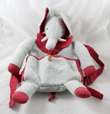 Sac à dos éléphant MOULIN ROTY gris rouge peluche 44 cm (VA2001)