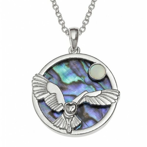 Collier pendentif lune hibou