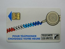 Telecarte RARE Fond Blanc POUR TÉLÉPHONER CHOISISSEZ VOTRE HEURE 120 Unités N°69