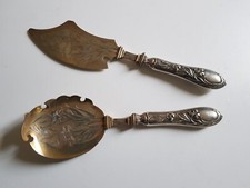 Superbe service a dessert ou glace  manche argent a motif floral d'IRIS 260 Gram