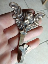 Ancien Crochet Mural en Bronze XIXème Siècle Angelot Ange Putto