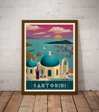 Affiche-Poster Vintage Santorin