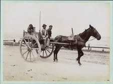 Italie, Sicile, Palerme, Charrette Sicilienne près de la plage, ca.1880, tirage 