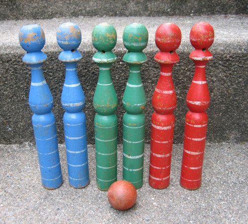 Ancien jeu quilles en - jeu, 6