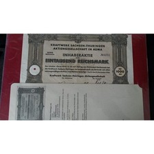 Action Kraftwerk Sachsen-Thüringen AG Auma 1934, 100 Reichsmark