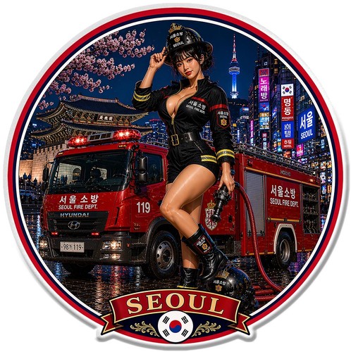 Sticker pin pompiers séoul - pin-up,