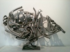 Albert FERAUD sculpture abstraite acier inoxydable 1979 pièce unique