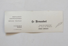 CARTE DE VISITE LIMOGES RESTAURANT LE RENAUDOT Palais des Bénédictins
