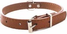 Collier pour Petit Chien en Simili Cuir anneau central 35 x 1,6 cm - Brun - 2254
