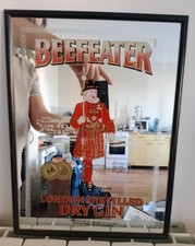 Cadre plaque miroir publicitaire Beefeater London distilled dry gin ~40x30 cm
