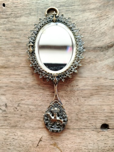 Petit miroir ancien doré - , art