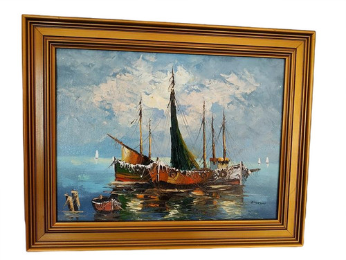 Tableau huile sur toile marine - sur,