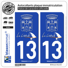 2 Stickers autocollant plaque immatriculation 13 La Ciotat - Ville