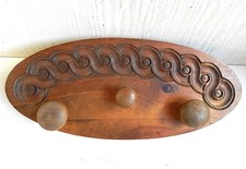 Porte Manteau Sculpté Vintage *Art du QUEYRAS Artisanal Déco Montagne 3 Patères