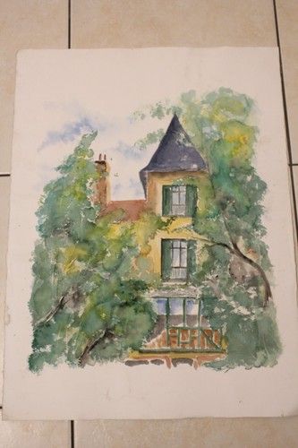 Aquarelle maison dordogne - aquarelle, de
