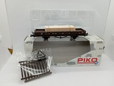 PIKO, Échelle HO, Wagon plat à ranchers SNCF, Charge planches, Réf 72079