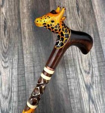 Bâton de marche girafe canne à main carvin en bois unique fait main canne ran...
