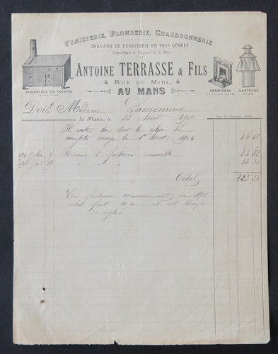 Billhead facture mans 1909 - le,