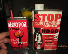 Ancienne Burette d'Huile Dégryp-Oil le Vrai & Bidon Stop Liquide HD88 :vides
