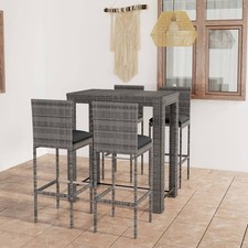 Ensemble de Bar de Jardin 5 pcs et Coussins Résine Tressée Gris Bistrot vidaXL