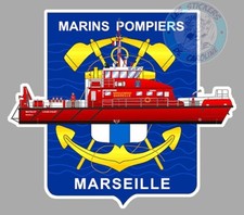 STICKER MARINS POMPIERS MARSEILLE POMPIER BLASON LOGO ARMEE AUTOCOLLANT PE207