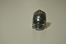 Bijoux bague tete de mort crane indien tete indienne en métal argenté ou argent