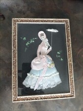Vintage Cadre Gravure Mannequin Poupée  Habillé Belle Époque Encadré Tableau 