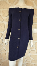 Robe bleu marine manches longues avec épaules dénudées neuve (li)