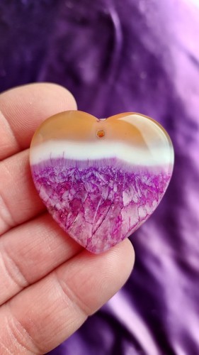 Pendentif coeur agate violet - coeur,