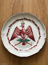 RARE SUPERBE ancienne ASSIETTE XIXe FAIENCE DES ISLETTES aigle couronne foudre