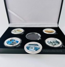 Winston Churchill - Jamais Surrender x5 Plaqué Argent Pièce Ensemble En A Boîte