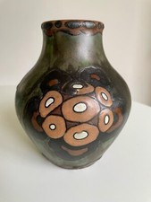 Charles Catteau-Boch Frères Kéramis - Vase en grès émaillé décor floral - H=17cm