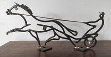 belle sculpture en fer forgé attelé char jockey