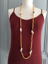 Vintage Sautoir Collier En Coquillages Bijoux Fantaisie Ancien