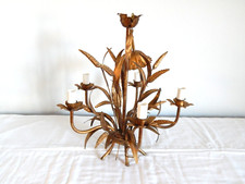 ANCIEN LUSTRE en Métal à Décor épis de Blé Maison JANSEN CIRCA 1950 à 5 Feux