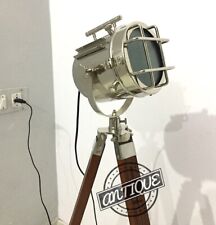 Ancien Nautique Spot Sol Lampe Et Trépied en Bois Marine Décor Cadeau Éléments