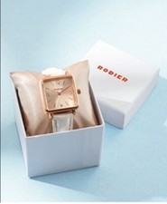 Élégante Montre Femme Rodier Cuivrée Avec Bracelet Blanc  Moderne Et Sophistiqué