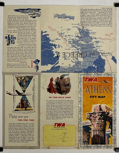 Twa athens city map 1951 - twa,
