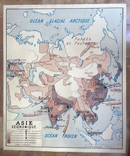 ASIA POPULATION DENSITY & RESOURCES 1950 LARGE WALL MAP