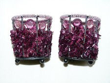 Déco Zen lot 2 Photophores Pierres Translucides Violet pour Bougie Chauffe Plat