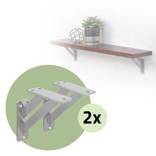 4x Équerres étagère mural support d'angle en aluminium argent robuste 120x120 mm