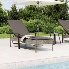 Chaise Longue avec Coussin Fauteuil Jardin Terrasse Gris Résine Tressée vidaXL