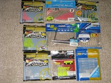 Daiwa, DUO, , Major Craft, Evergreen et autres marques, 9 sacs en plastique...