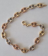Bracelet Or Tricolore 375/1000 Maille Grain De Café