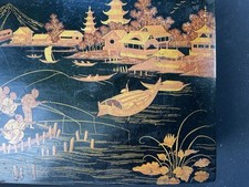 MAGNIFIQUE BOITE EN Laque  AU DECOR NATURALISTE D'EPOQUE NAPOLEON III