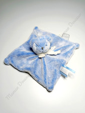 Doudou Plat/Mouchoir Carré Ours Bleu Blanc Chiné  J'aime Mon Doudou Et Compagnie