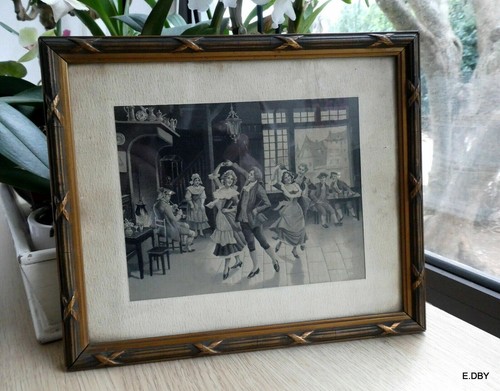 Ancien tableau soie tissee - tissee, nf