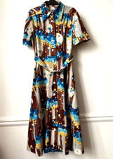 Robe Pure Vintage Japon '70 Col pointu Ceinture assortie état impeccable T34 36